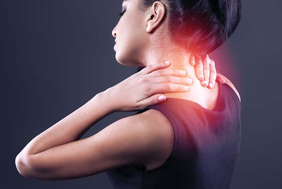 a woman suffering neck pain